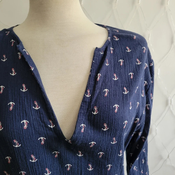 J. Crew Pullover Tunic Top (Maybe Dress) / Anchor Print / Tagged Size Large - Picture 1 of 6